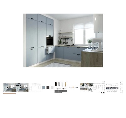 Designer Einbauküche blau U-Form für 1.200,61 Euro Erfahrungen