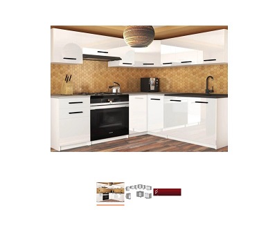 Einbauküche in L-Form weiß glänzend für 331,39 Euro Erfahrungen